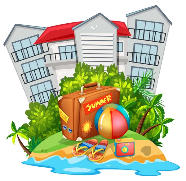 Isolerade Sommaren Beach Element Illustration — Stock vektor