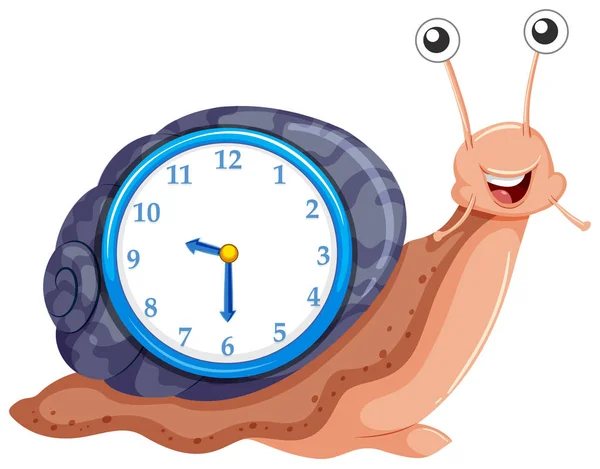 Reloj Con Ilustración Plantilla Caracol — Vector de stock