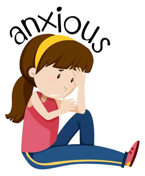 Une Fille Ayant Une Illustration Anxieuse — Image vectorielle