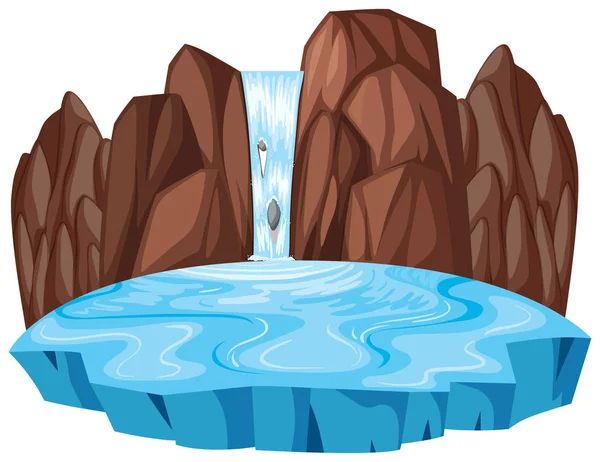 Izolované Přírodní Vodopád Krajina Ilustrace — Stockový vektor