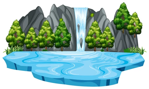 Izolované Vodopád Krajina Šablona Ilustrace — Stockový vektor