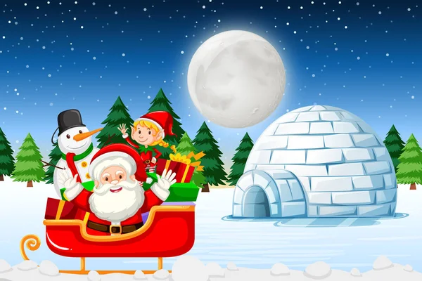 Санта Зимовий Краєвид Ілюстрація — стоковий вектор
