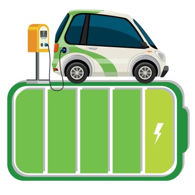 Elektrikli araba pil standı illüstrasyon