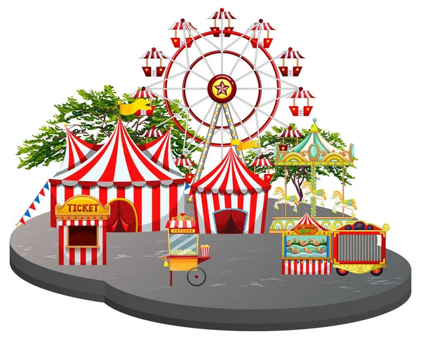 Fun Fair Scene White Background Illustration — Stock Vector