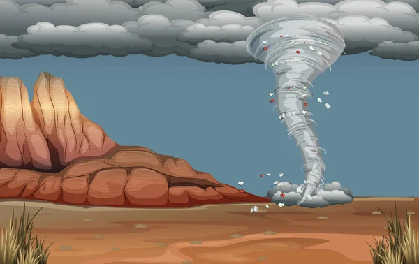 Une Catastrophe Tornade Dans Nature Illustration — Image vectorielle