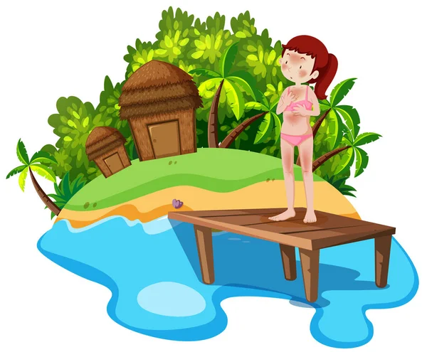 Girl Summer Holiday Illustration — Stock Vector