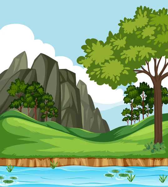 Beautiful Nature Landscape Background Illustration — Stock Vector