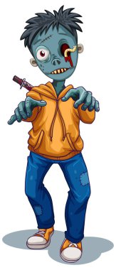 Beyaz arka plan illüstrasyon bir zombi karakter