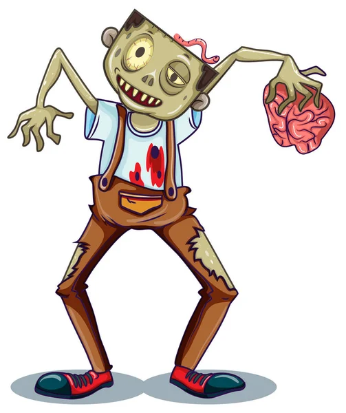 Sebuah Karakter Zombie Pada Ilustrasi Latar Belakang Putih - Stok Vektor