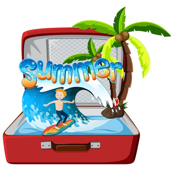 Zomer Object Koffer Afbeelding — Stockvector