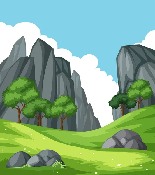 Nature Rock Mountain Landscape Illustration — Stock Vector