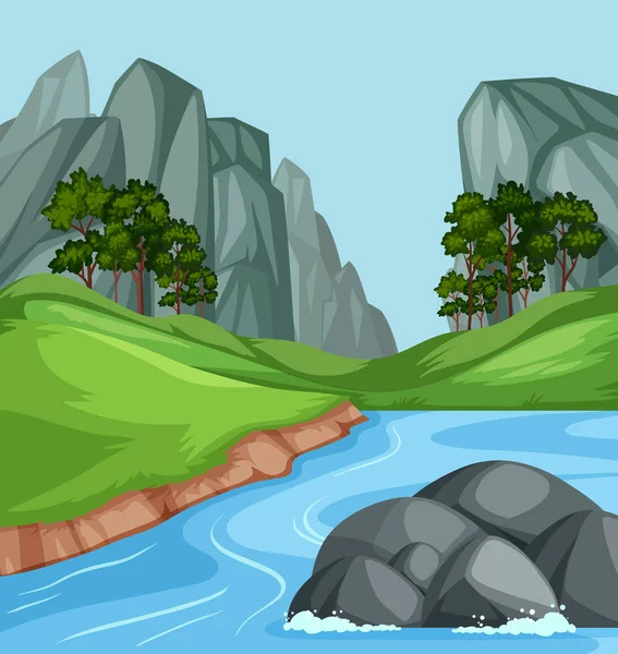 Nature river landscape background illustration