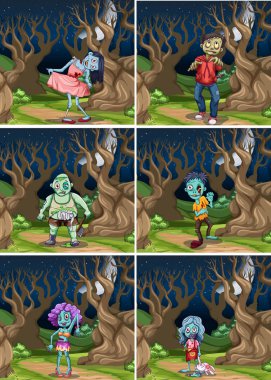 Zombi gece illüstrasyon, dizi