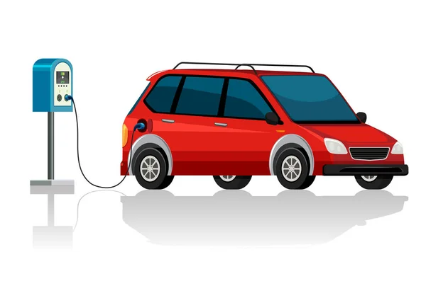 Elektronisches Auto Auf Weißem Hintergrund Illustration — Stockvektor