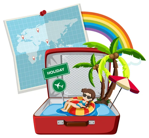 Summer holiday on suitcase illustration