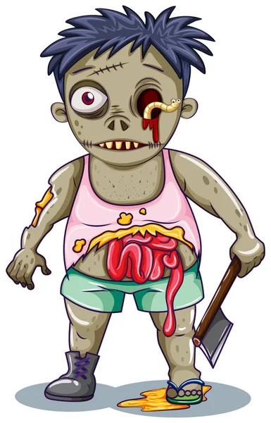 Personagem Zumbi Fundo Branco Ilustração — Vetor de Stock