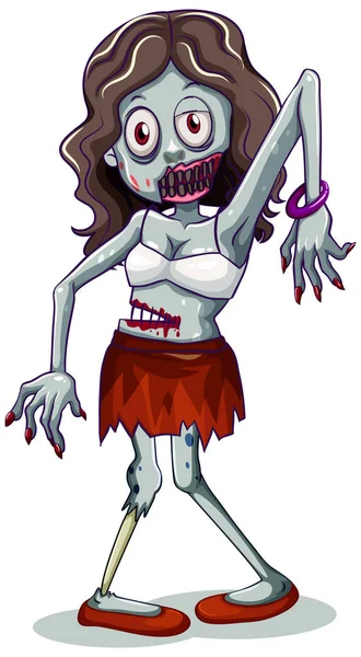 Caractère Zombie Sur Fond Blanc Illustration — Image vectorielle