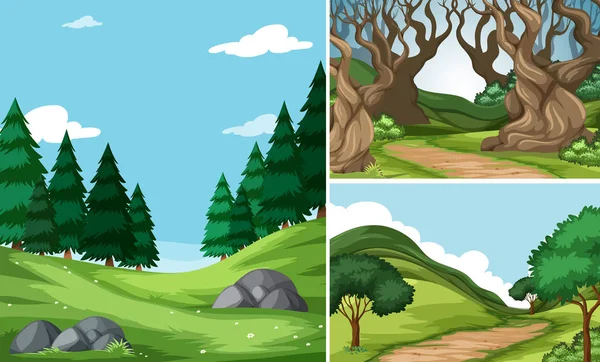 Set Nature Background Illustration — Stock Vector