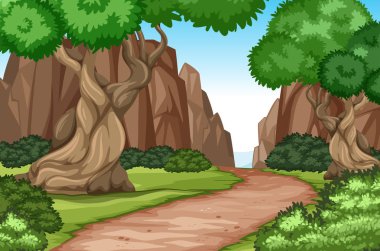 Düz yolda doğa illüstrasyon