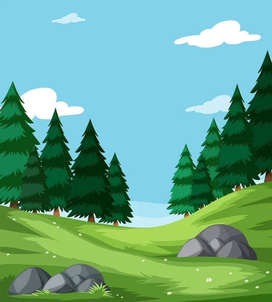 Naturaleza Plana Paisaje Verde Ilustración — Vector de stock