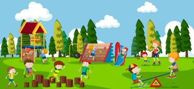 İnsanlar bahçesi illüstrasyon iskambil