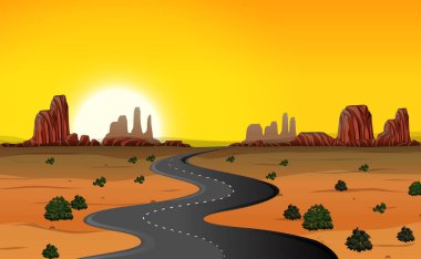 Bir çöl yol arka plan illüstrasyon