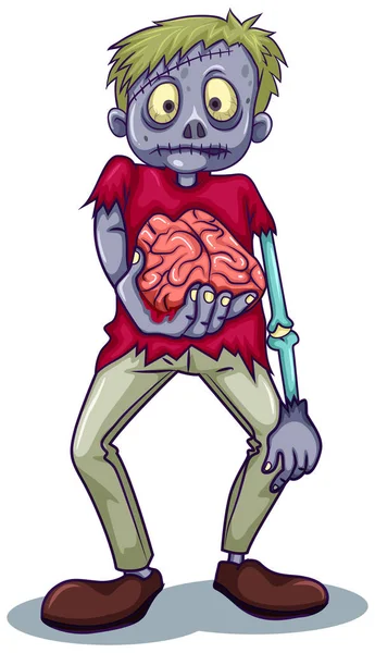Personaggio Zombie Sfondo Bianco Illustrazione — Vettoriale Stock