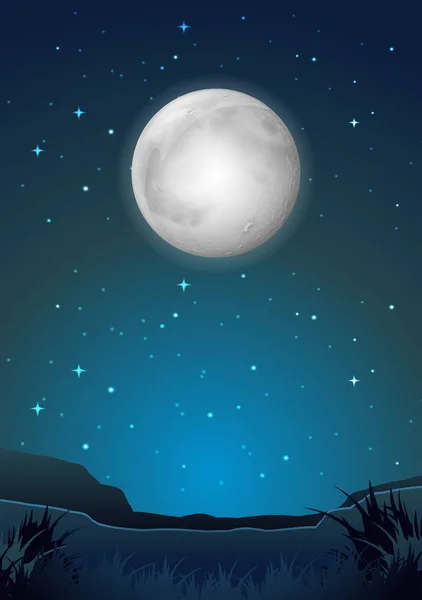 Dunkle Nacht Landschaft Szene Illustration — Stockvektor