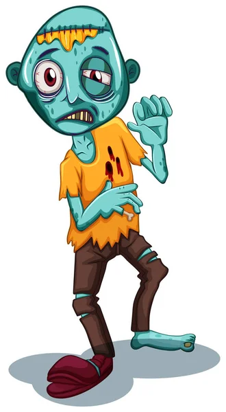 Personaje Zombi Sobre Fondo Blanco Ilustración — Vector de stock