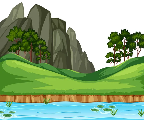 Natura Rzeka Krajobraz Tła Ilustracji — Wektor stockowy