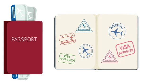 Illustrazione Passaporto Carta Imbarco — Vettoriale Stock