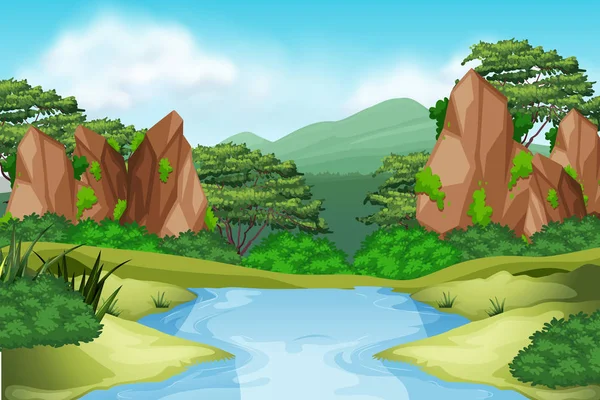 River enviroment landscape scene illustration