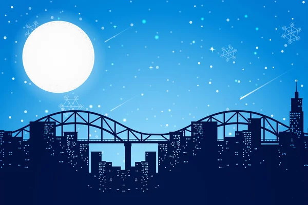 Ilustración Escena Nocturna Ciudad — Vector de stock