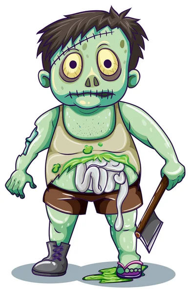 Vert Effrayant Zombie Homme Illustration — Image vectorielle