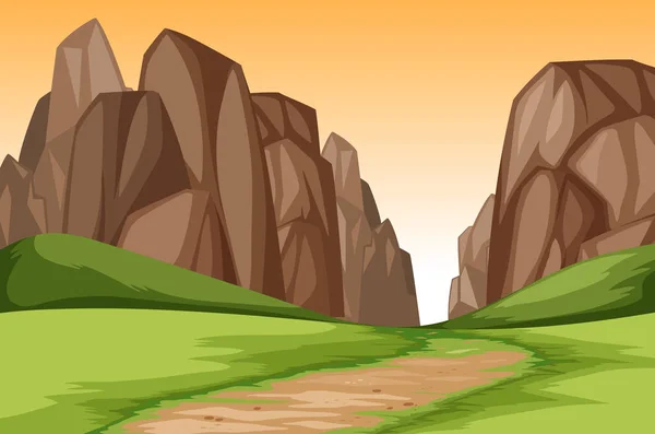 Sunset canyon landscape scene illustration