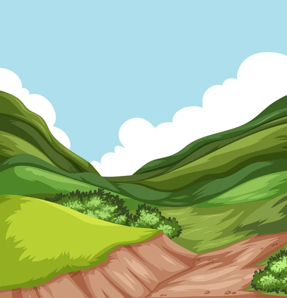 Hügel Natur Landschaft Szene Illustration — Stockvektor