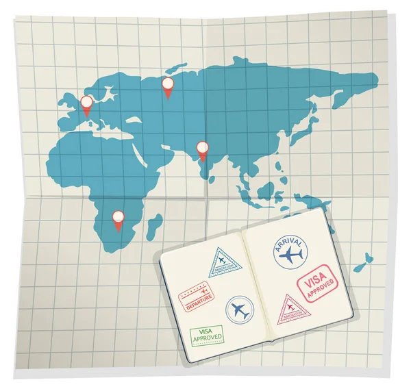 Set Passaporti Illustrazione Della Carta Imbarco — Vettoriale Stock