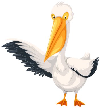 A pelican character on white background illustration clipart