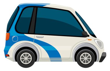 Beyaz arka plan illüstrasyon bir elektrikli araba