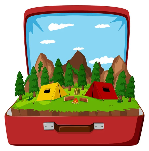 Camping Bolso Vintage Ilustración — Vector de stock