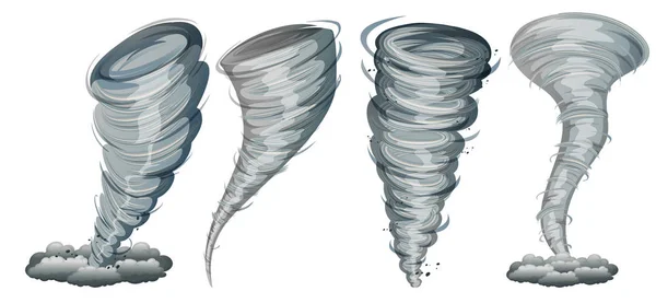 Conjunto Tornado Sobre Fondo Blanco Ilustración — Vector de stock