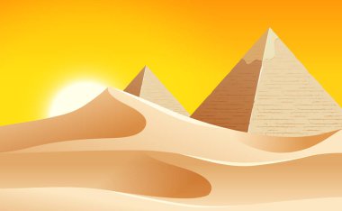 Bir çöl manzara illüstrasyon