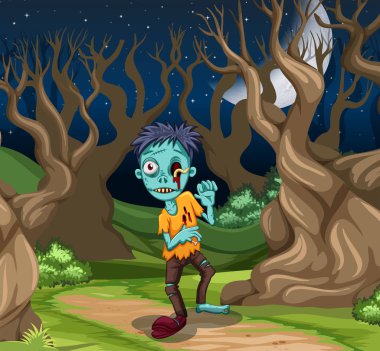 Bir zombi orman resimde