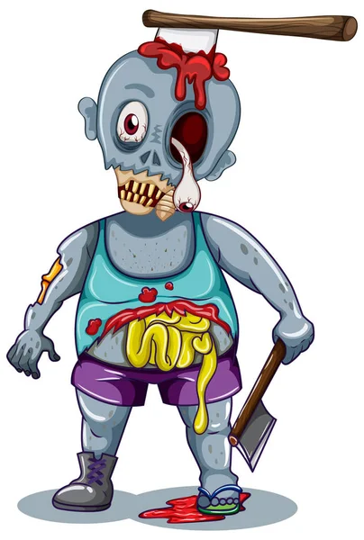 Personnage Zombie Sur Fond Blanc Illustration — Image vectorielle