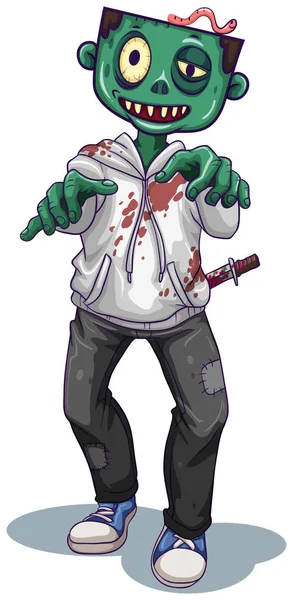 Personnage Zombie Sur Fond Blanc Illustration — Image vectorielle