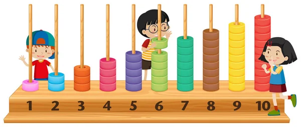Abacus Illusztráció Játszó Gyermekek — Stock Vector