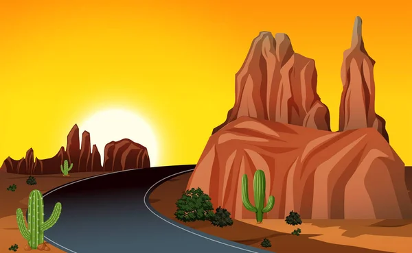 Viaje Por Carretera Oeste Ilustración — Vector de stock