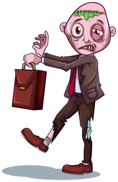 Zombie Businessman White Background Illustration — Stock Vector