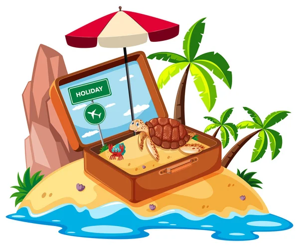 Objeto Playa Isla Ilustración — Vector de stock