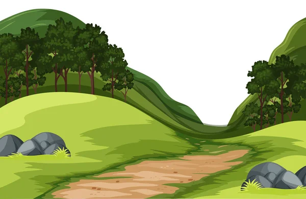 Green Nature Landscape Illustration — Stock Vector